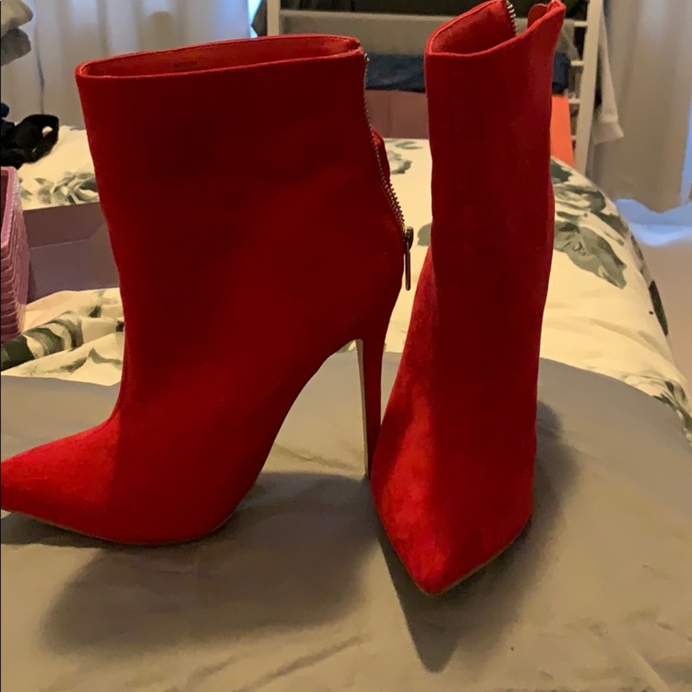 Red heeled booties